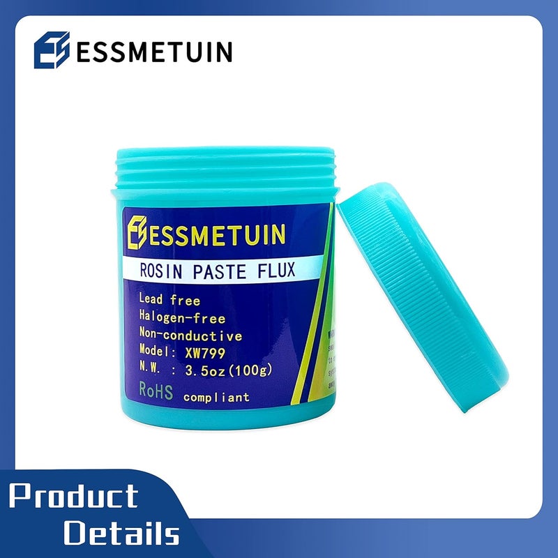 Essmetuin Store معجون الراتنج، معجون لحام خالي من الرصاص وغير نظيف لإصلاح لوحات الهواتف، اللحام الكهربائي، PCB و BGA 3.5 أونصة 100 جرام/زجاجة مع RoHS وخالي من الهالوجين - Image 2